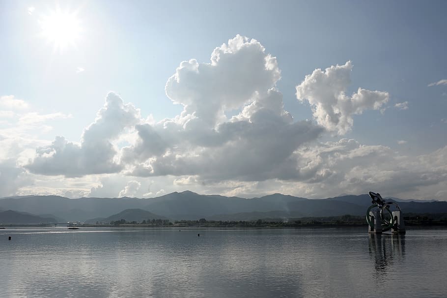 chuncheon, soyang river, sky, nature, lake, men, outdoors, mountain HD wallpaper