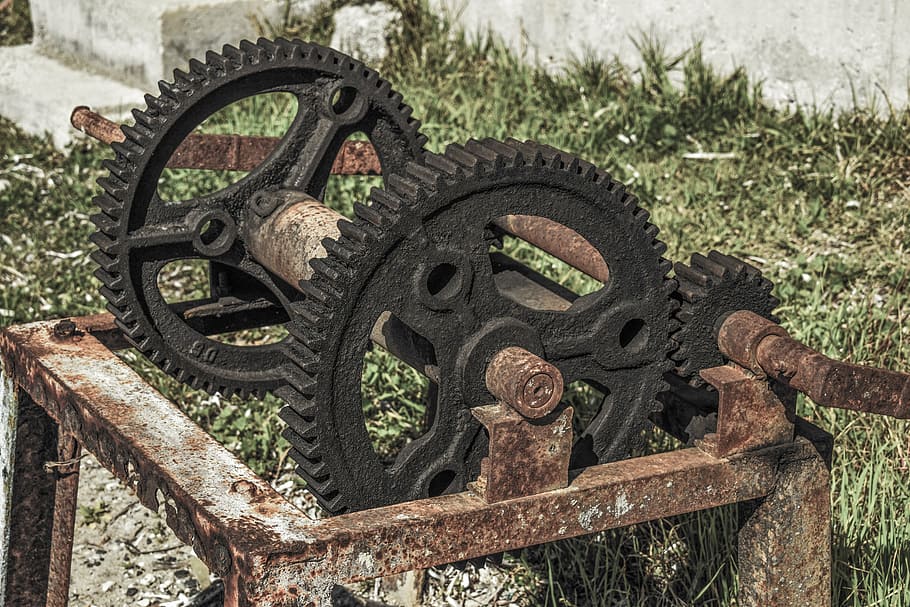 winch, boat winch, rusty, aged, weathered, nautical, gears HD wallpaper