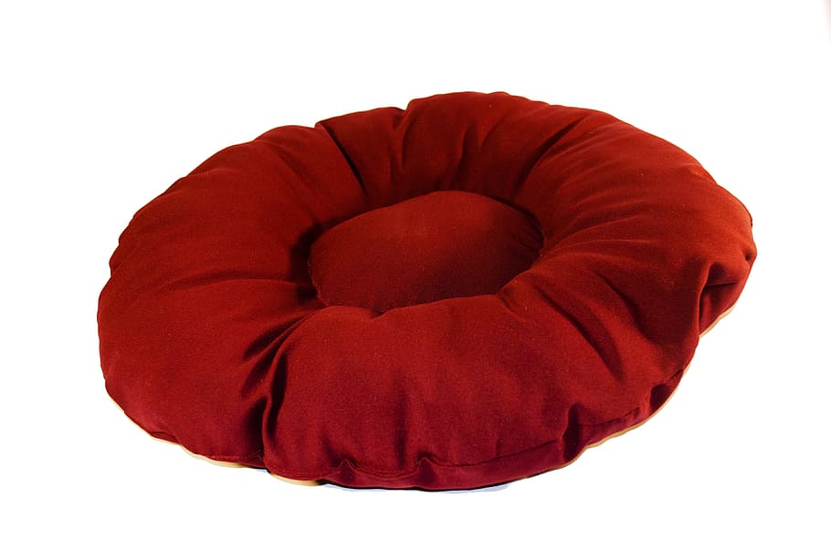 pillow, material, red, cut out, white background, studio shot HD wallpaper