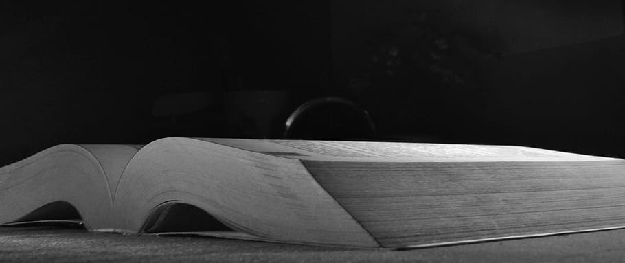 closeup photo of open book, White, black, grey, reading, education, HD wallpaper