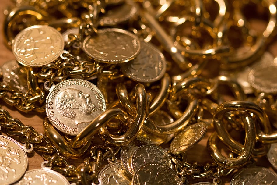 coin collection, gold, treasure, rich, golden, money, metal, gold colored, HD wallpaper