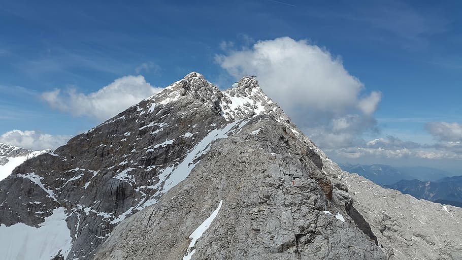 zugspitze, arête, ridge, rock ridge, zugspitze massif, mountains, HD wallpaper