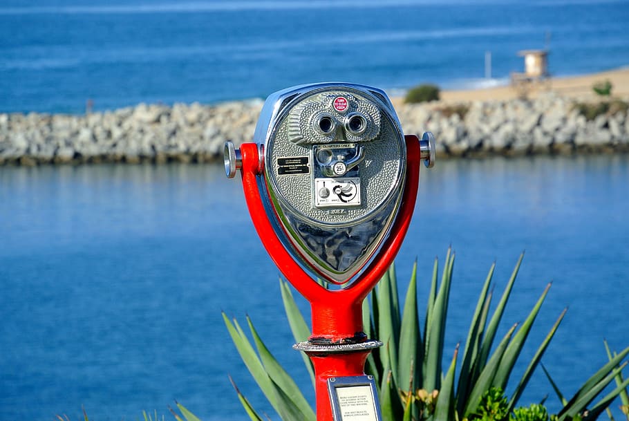 view, pacific, ocean, water, sea, binoculars, coin operated HD wallpaper