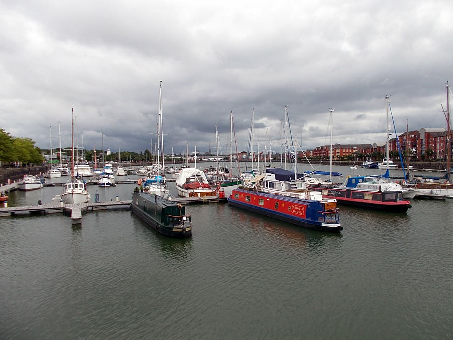 storm, clouds, over, preston, dock, marina, nautical Vessel HD wallpaper