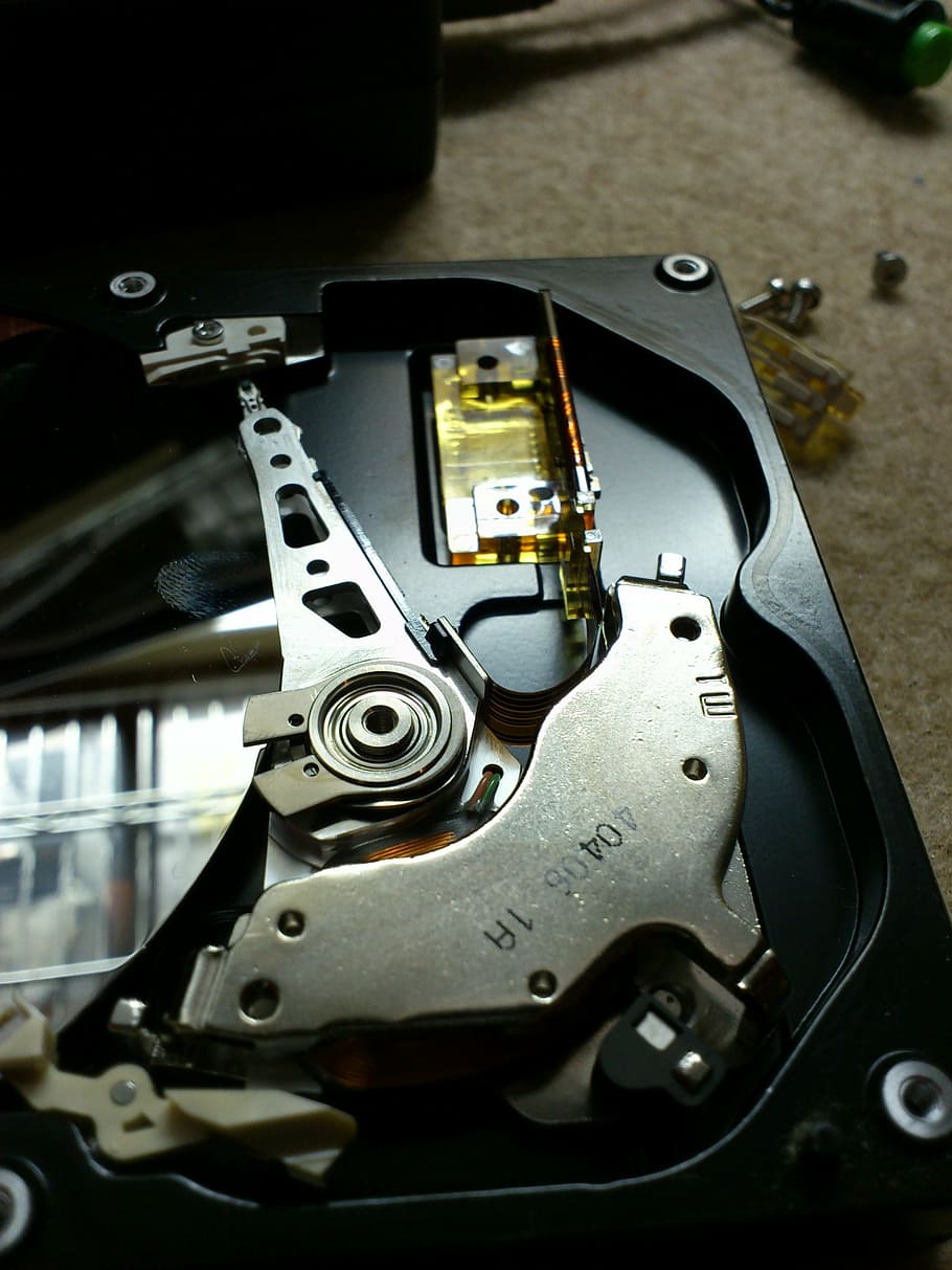 repair, hard disk, decomposition, head, cylinder, motor, metal HD wallpaper