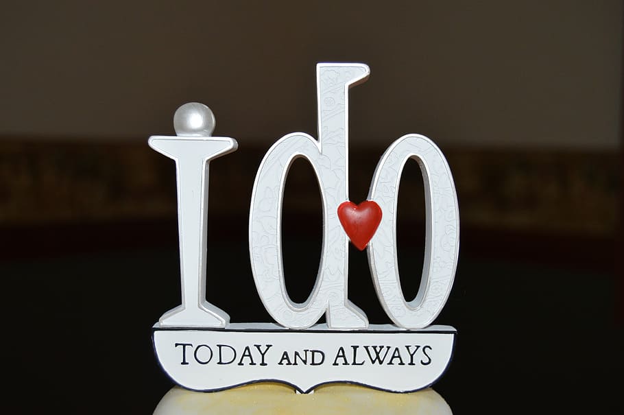 i do today and always decor, wedding, cake topper, text, communication