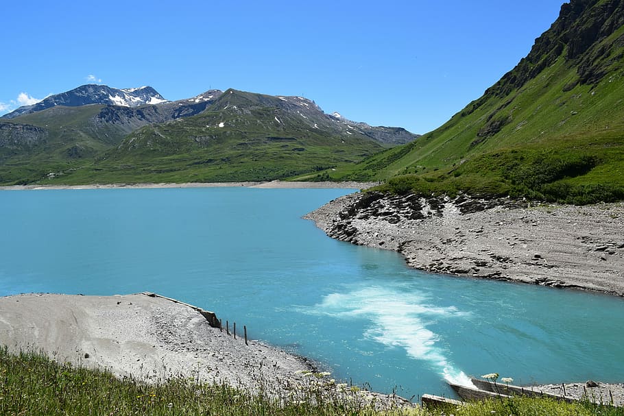 Mountain, Dam, Landscape, scenics, mountain range, nature, water HD wallpaper