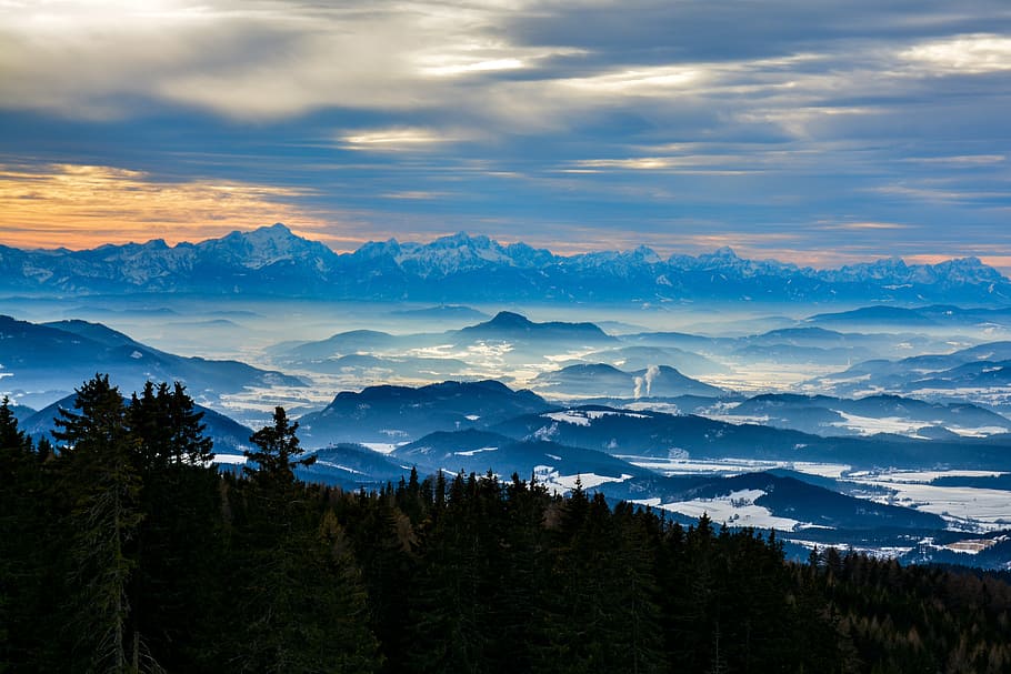 görtschitztal, carinthia, landscape, austria, mountains, abendstimmung, HD wallpaper