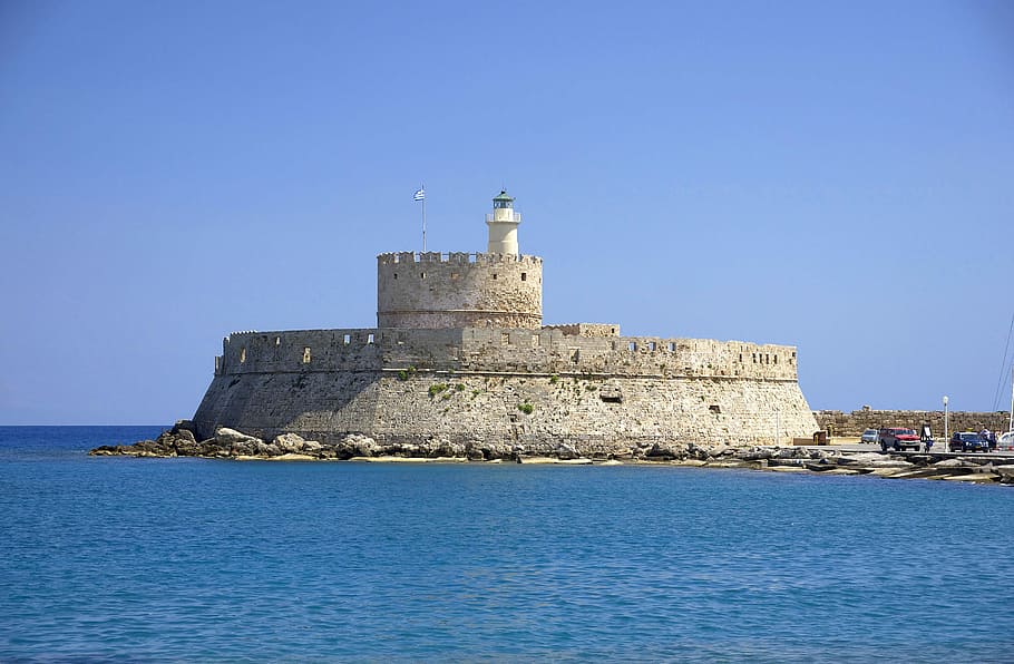 Fort Saint Nicolas in Rhodes, Greece, castle, photos, public domain, HD wallpaper