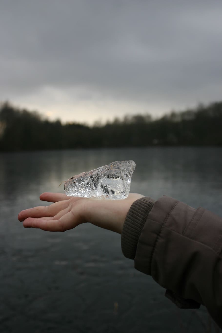 ice, winter, frozen, water, human hand, human body part, lake HD wallpaper