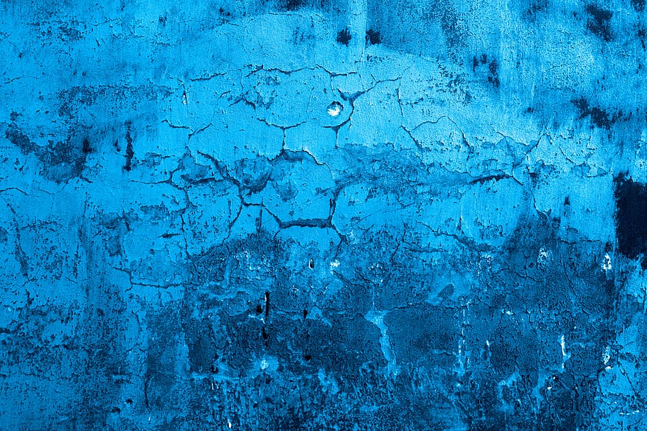 Blue cracked stone wall, teal wall paint, texture, pattern, backgrounds HD wallpaper