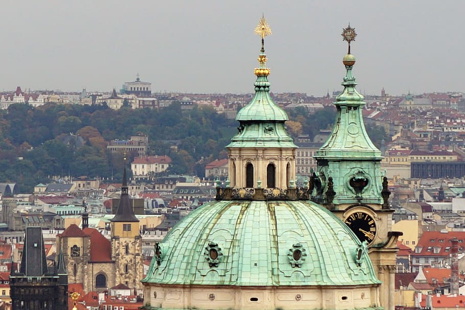 Prague, View, City, architecture, dome, building exterior, cityscape HD wallpaper