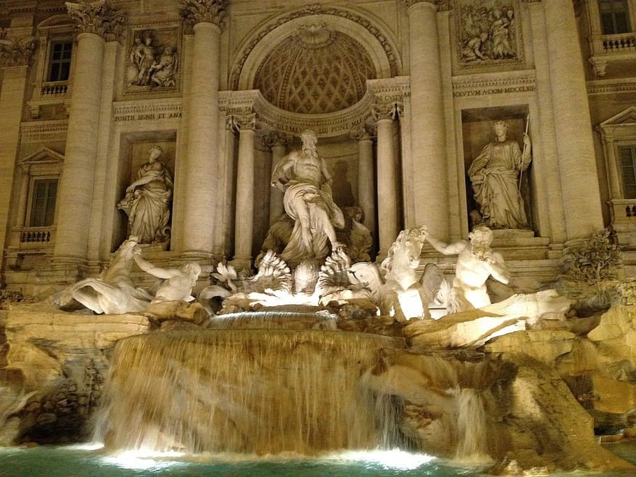 HD Wallpaper Italy Rome Trevi Fountain Statues Waterfall Sculptures Wallpaper Flare