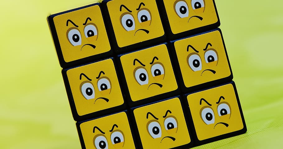 cube, smilies, grim, feelings, emoticon, mood, emotion, faces HD wallpaper
