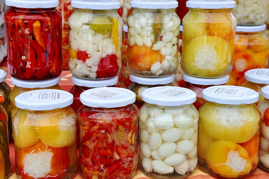 pickles, mixed, food, food and drink, container, freshness HD wallpaper
