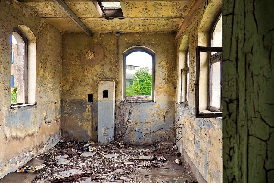 ruined concrete building interior at daytime, Lost, Railway Station, HD wallpaper