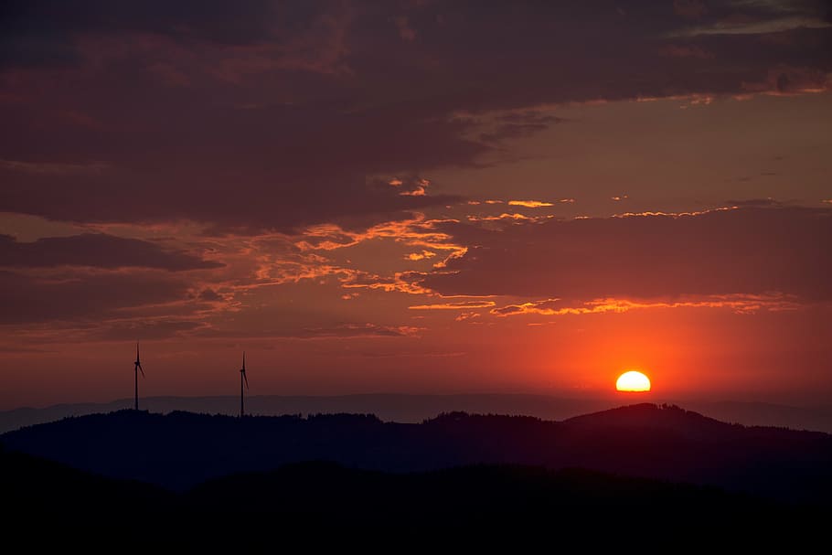 sunset, abendstimmung, clouds, sky, evening, evening sky, mood HD wallpaper