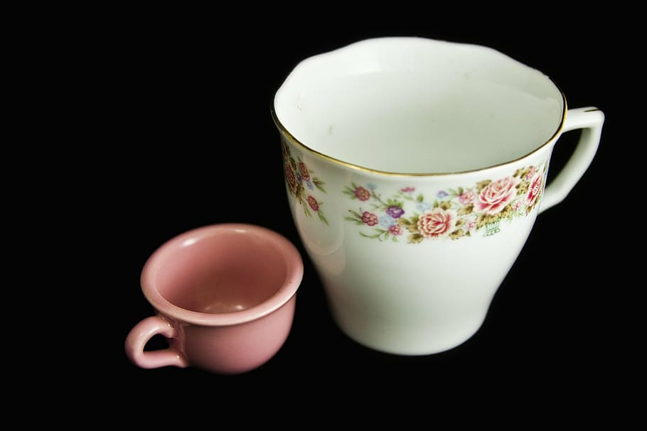 tea cup, roses, miniature, china, porcelain, pink, white, sweet, HD wallpaper