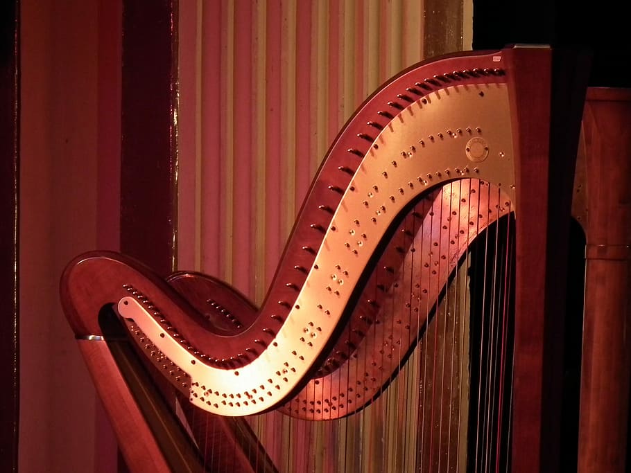 Music, Harp, Instrument, luxury, chair, home interior, indoors, HD wallpaper