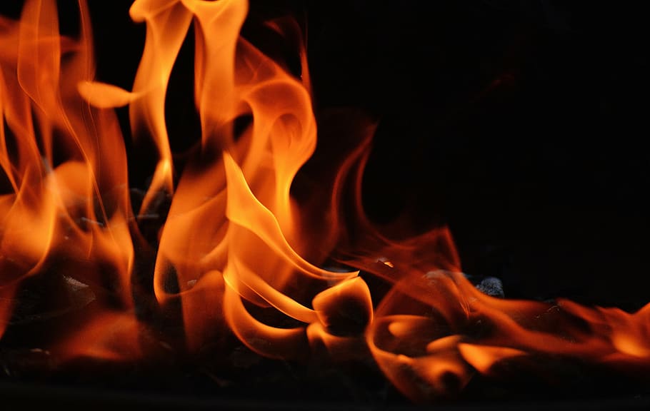 photo of fire, flame, embers, burn, campfire, wood, heat, brand