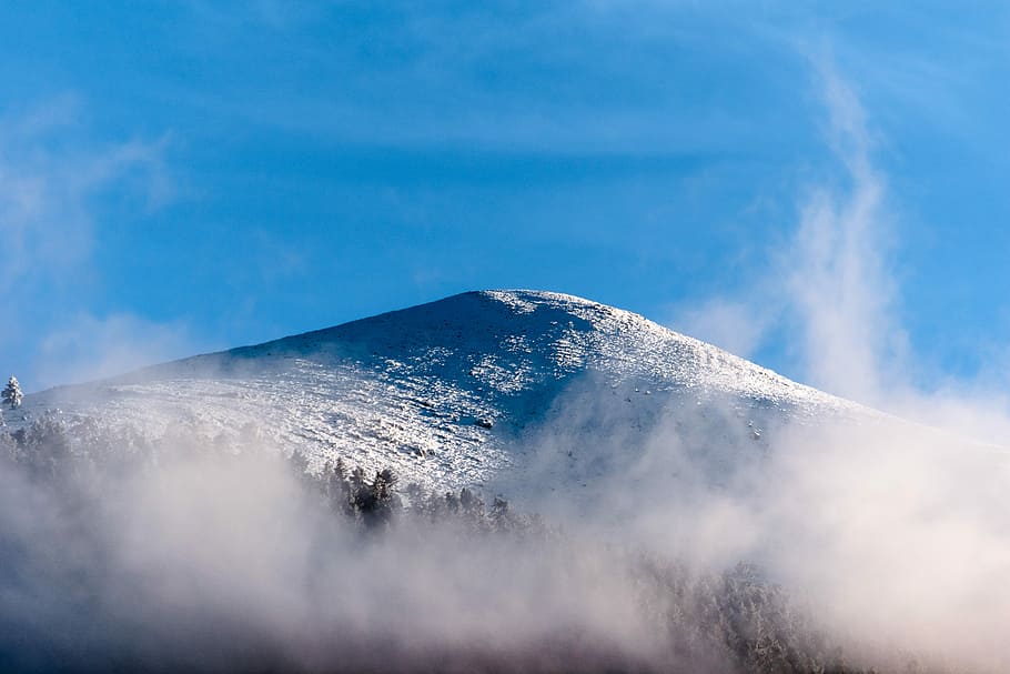 mountain covered snow, mountain cover with snow painting, peak HD wallpaper