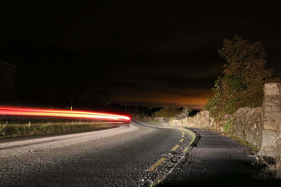traffic, highway, lighting, night, road, long exposure, movement HD wallpaper