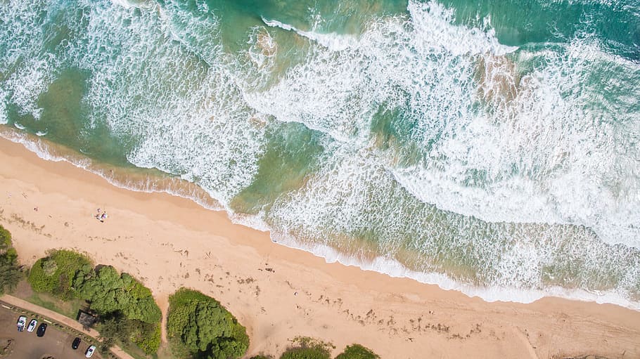 aerial photo of seashore, aerial view photography of shore and ocean HD wallpaper