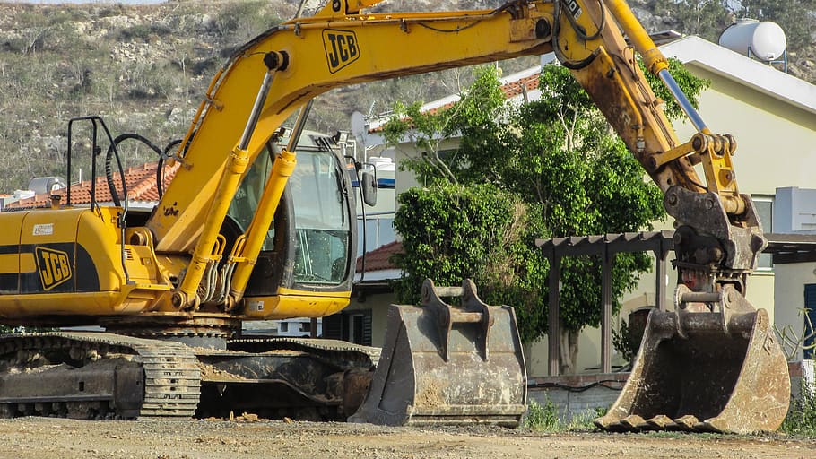 excavator, heavy machine, yellow, construction, transportation HD wallpaper