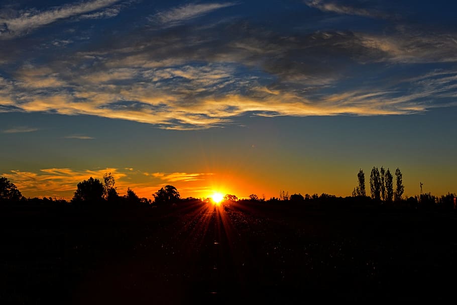 Sunset, Landscape, silhouette, nature, scenics, tranquil scene HD wallpaper