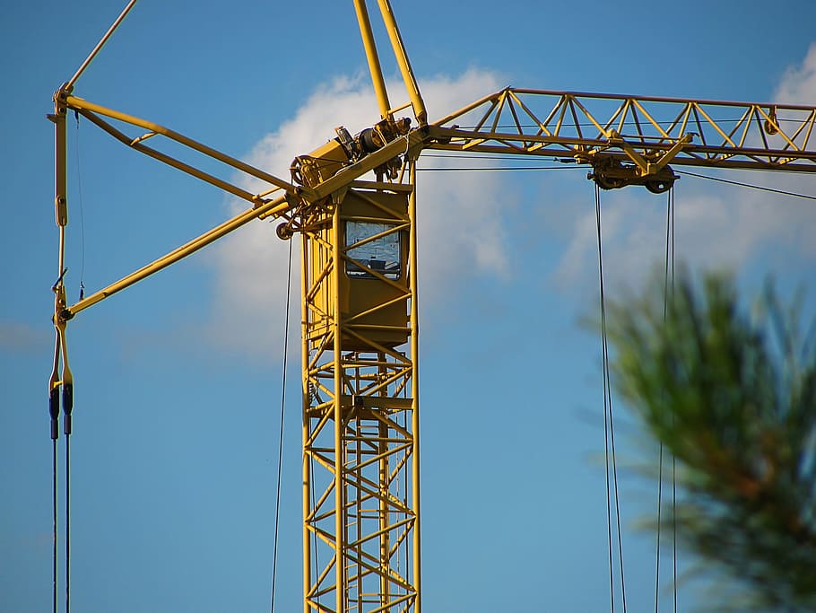 Crane, Construction Site, Machine, equipment, building construction HD wallpaper