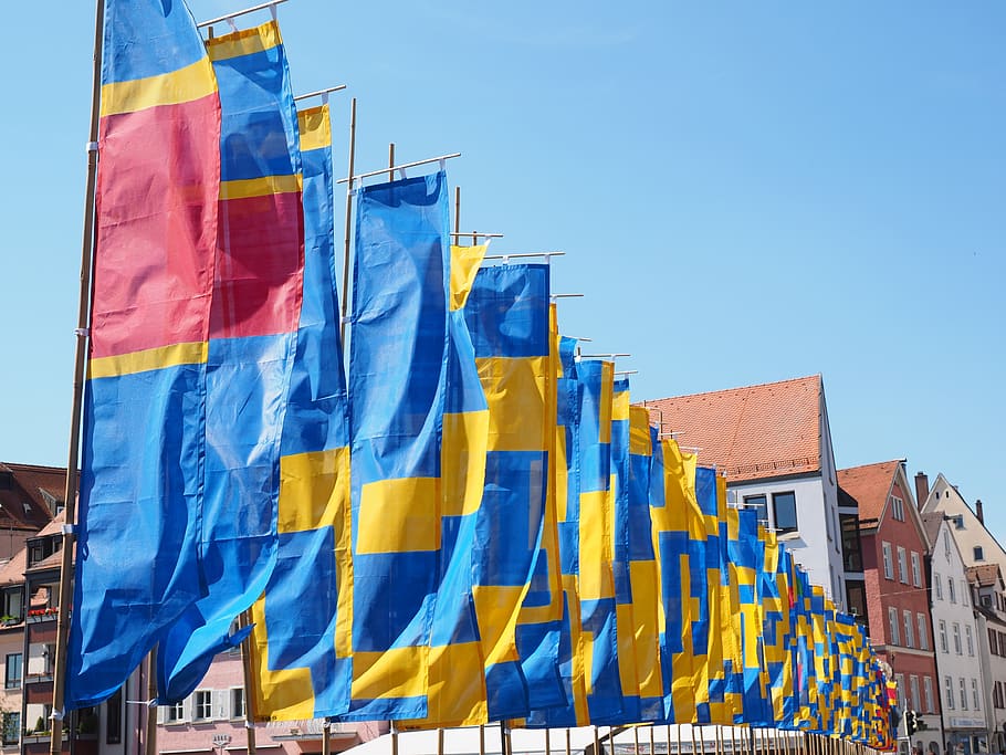 flags, blow, flutter, commemorative event, ulm, architecture HD wallpaper