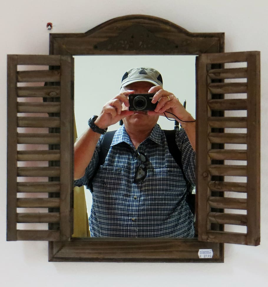 mirror, self portrait, camera, person, photography, photographer HD wallpaper