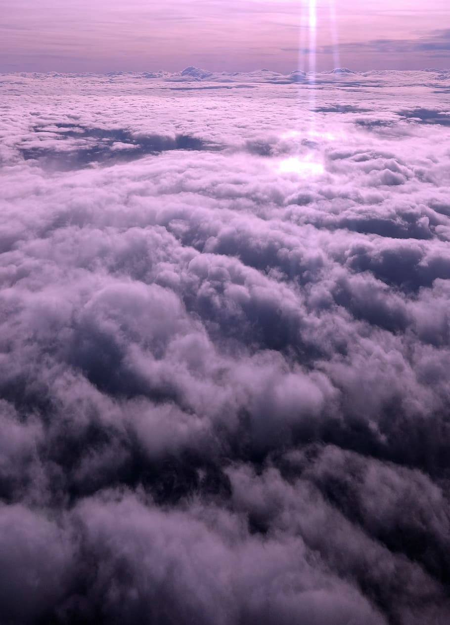 photo of clouds, aerial view photography of clouds, sky, purple HD wallpaper