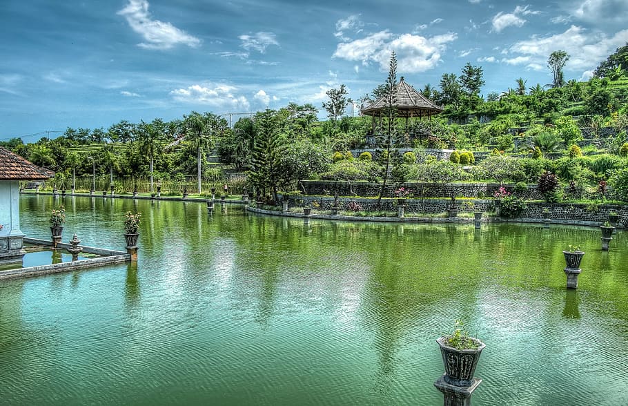 water gardens, bali, kings water garden, indonesia, exotic, HD wallpaper