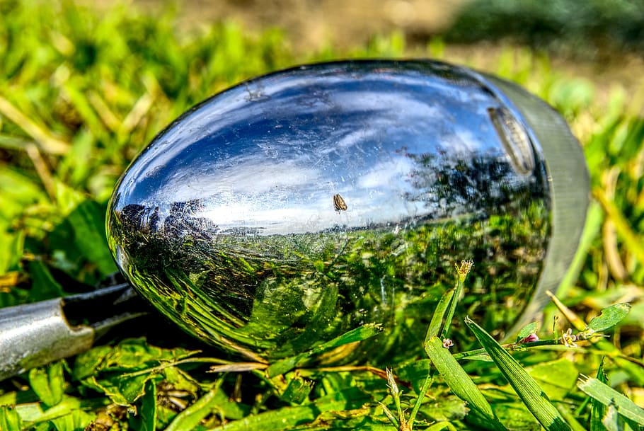 bicycle lamp, broken, grass, mirror, mirroring, fell down, green HD wallpaper