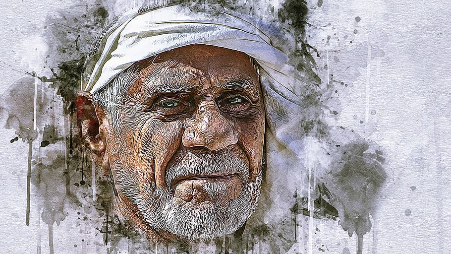 mans face digital wallpaper, arabs, orient, arabic, islam, muslim, HD wallpaper