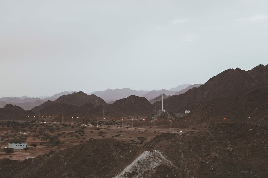 gray road beside mountain, photo of brown mountain range, light, HD wallpaper