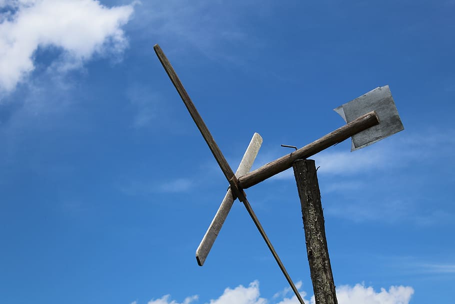 roulette, wind, sky, windmill, by turning, nature, low angle view HD wallpaper
