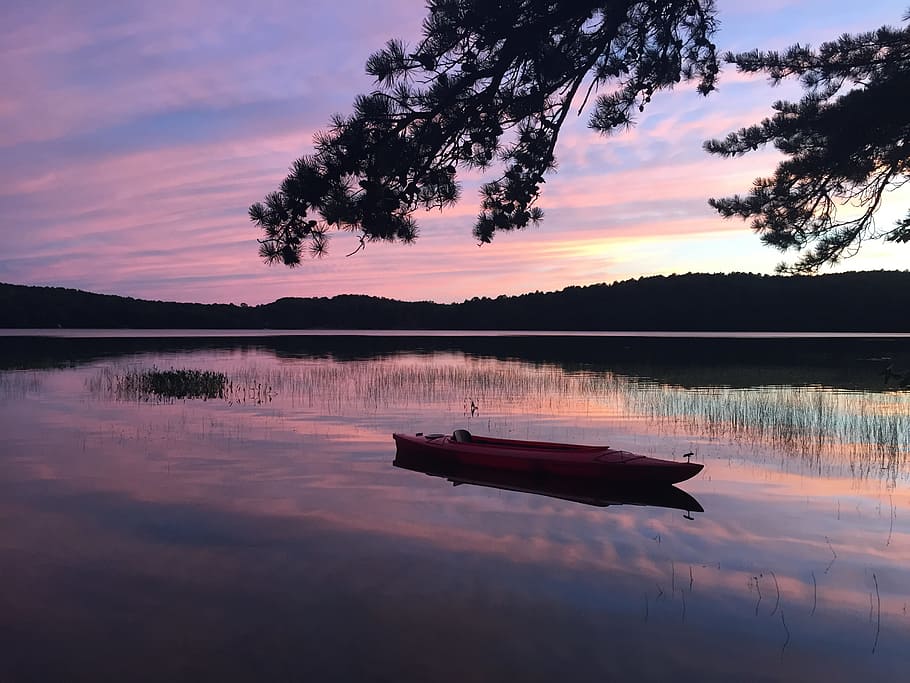 cape cod sunset, pond, water, sky, reflection, tree, tranquility HD wallpaper