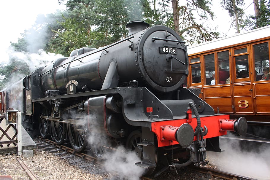 train, railroad track, engine, railway, condensation, rail transportation HD wallpaper