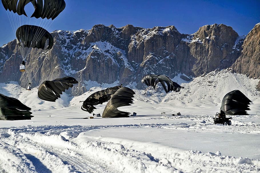 Afghanistan, Landscape, Mountains, winter, snow, ice, air drop