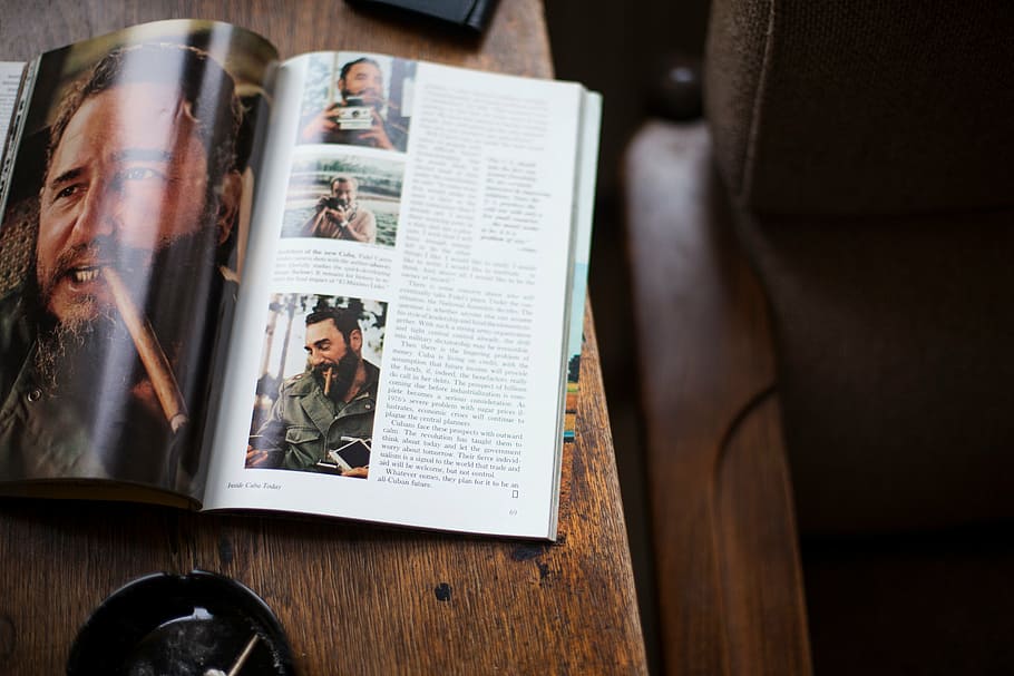 book on brown wooden surface, magazine, layout, letter, article HD wallpaper