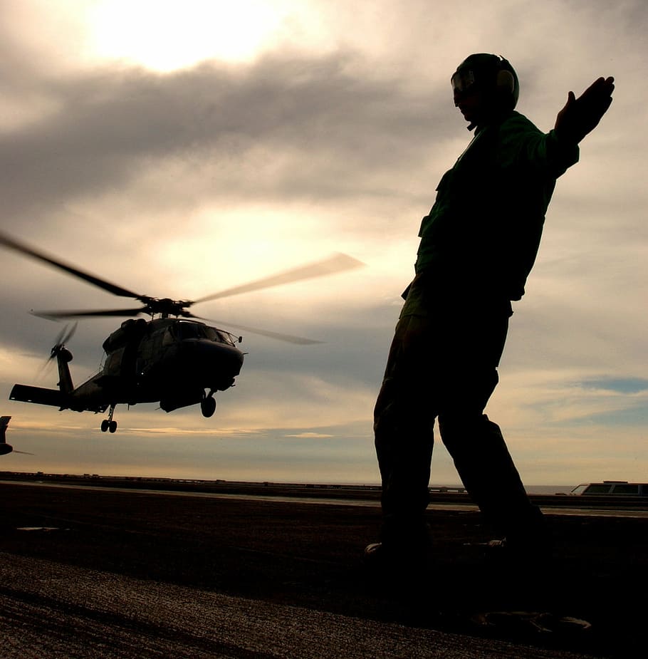 sky, clouds, ship, navy, military, helicopter, sailor, deck HD wallpaper