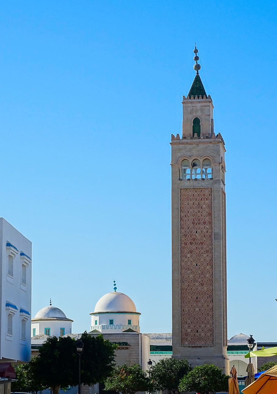 architecture, minaret, dome, mosque, tunisia, la marsa, built structure HD wallpaper