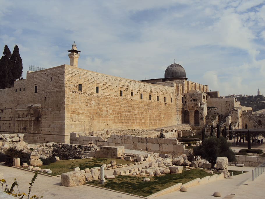 beige bricked castle, israel, holy land, jerusalem, church, palace, HD wallpaper