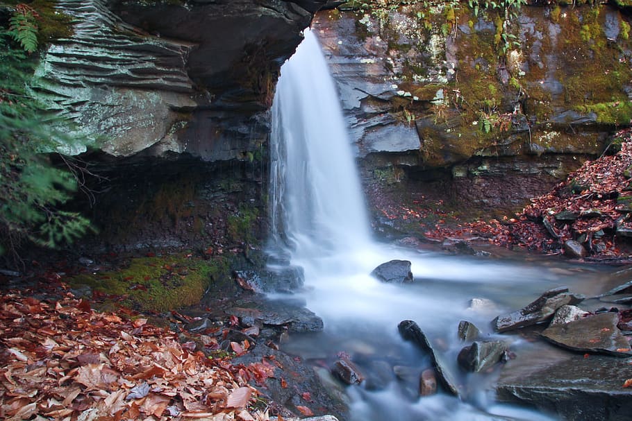 waterfalls, nature, stream, cascade, rock, scenery, wet, scenic HD wallpaper