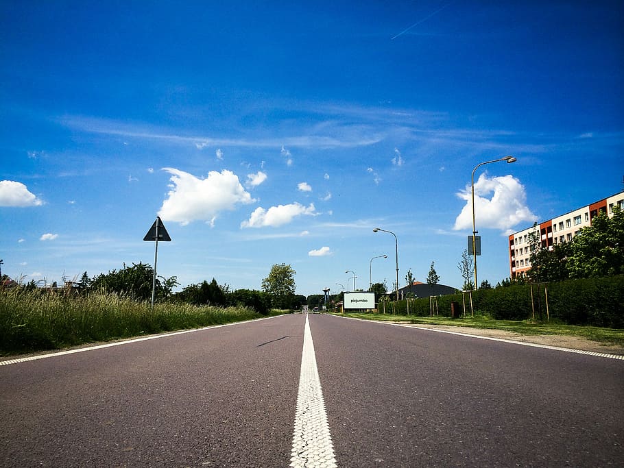 Czech Road, city, clouds, sky, traveling, blue, asphalt, street HD wallpaper