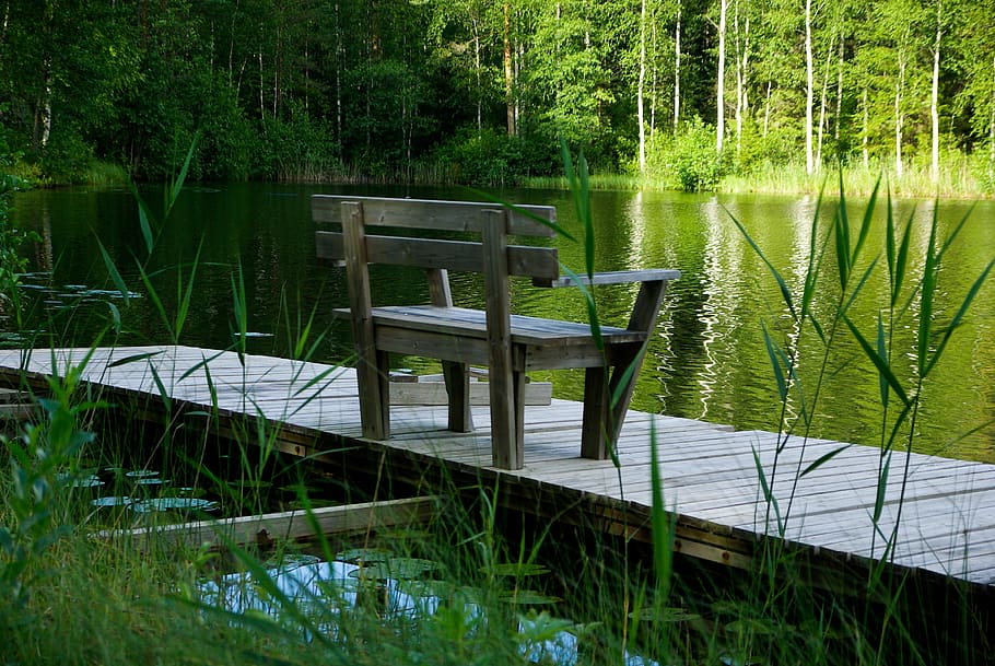 HD wallpaper: gray wooden bench photo during daytime, finland, lake,  solitude | Wallpaper Flare