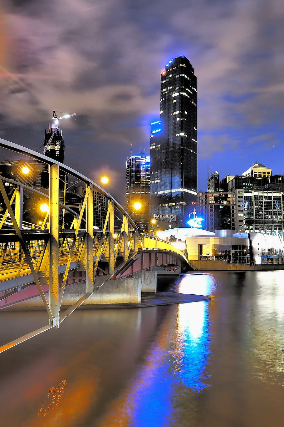 melbourne, city, river, night, urban Scene, cityscape, architecture HD wallpaper