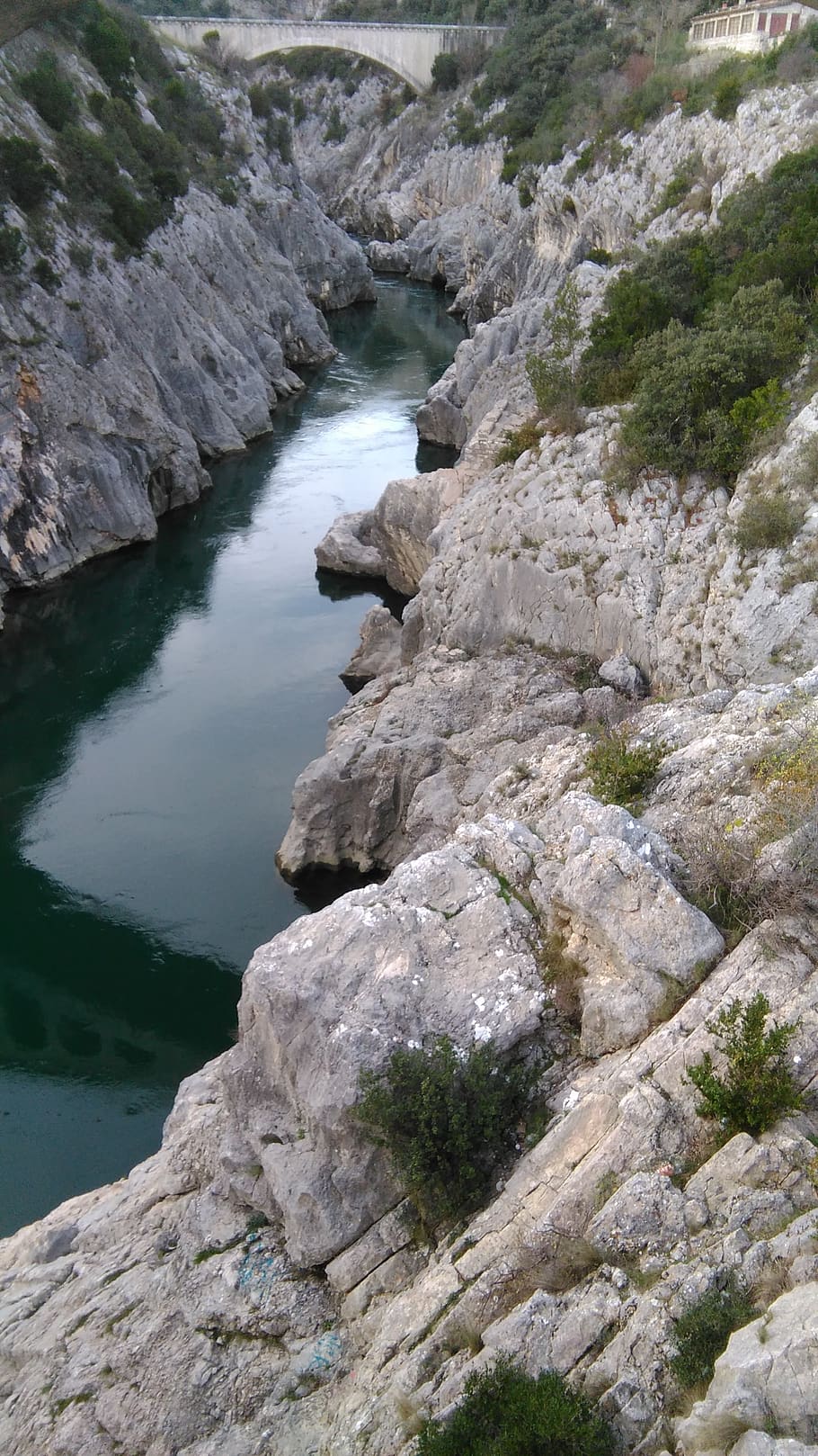 bridge, the, devil, river, rock, rock - object, solid, water HD wallpaper